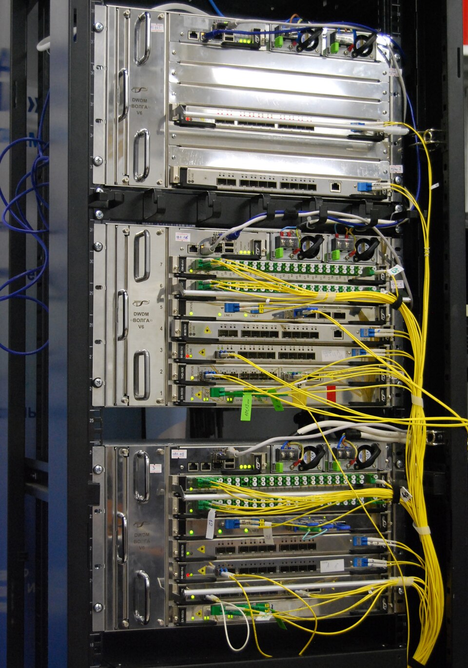 DWDM equipment in network rack