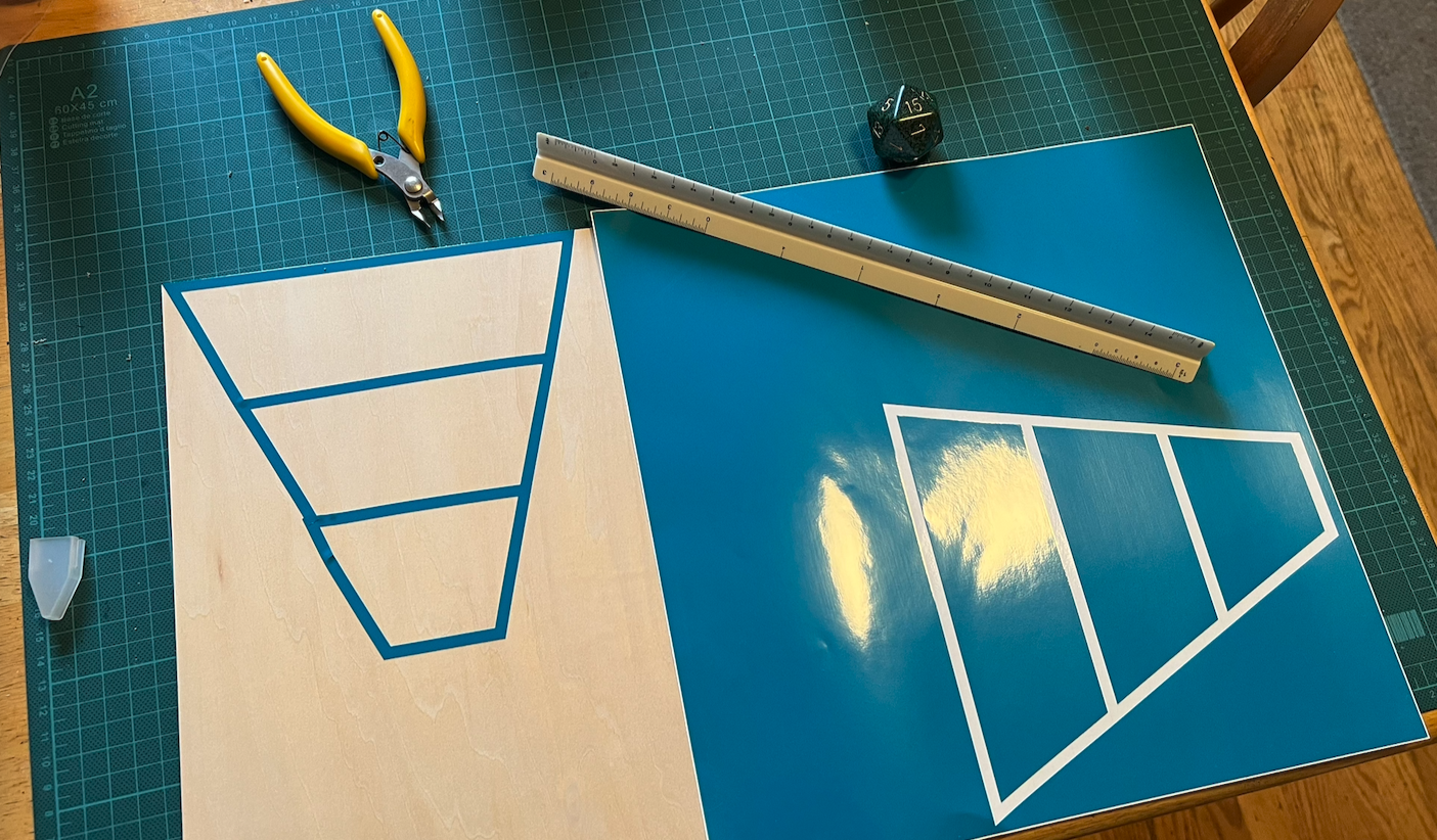 Vinyl sticker applied to balsa plank