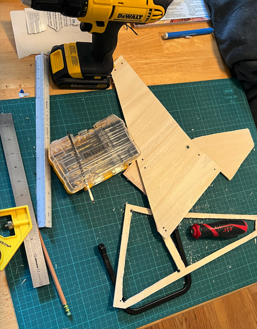 Step 01: Hand-sawing skeletonized balsa wing frame