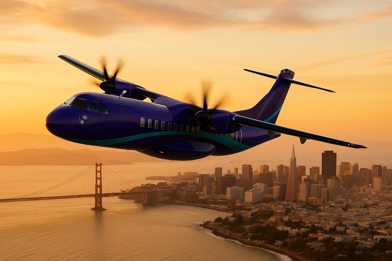 Wind & Wireless ATR-72 in flight at night