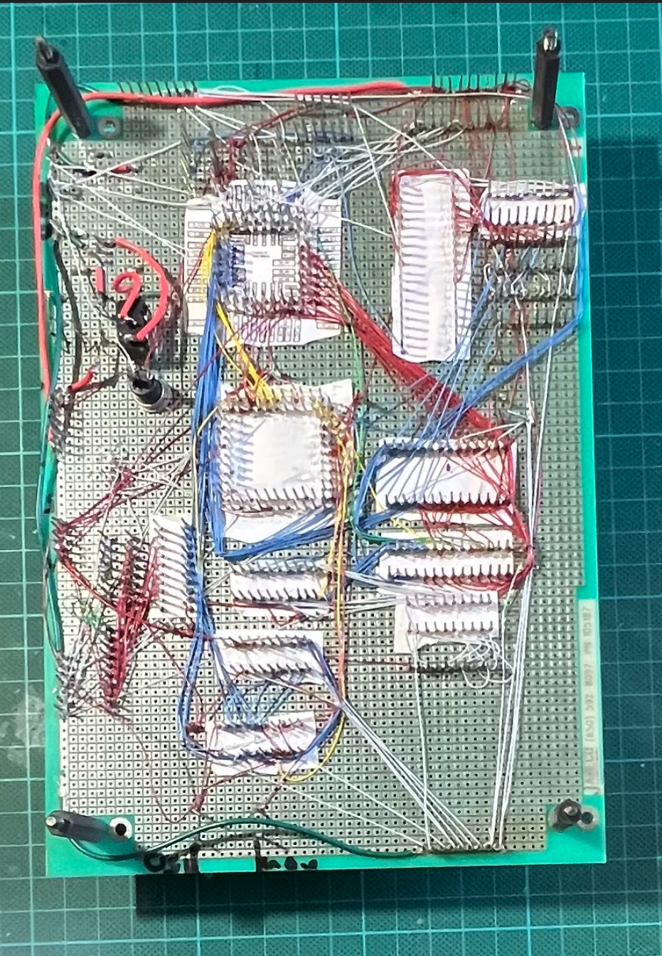Hand-wired microprocessor board — back